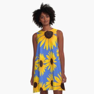Hiram Productions Splash of Sunflowers A-Line Dress